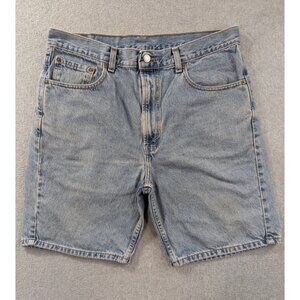 Levis 505 Denim Shorts Mens SZ 36 Blue Faded Whjiskers HIgh Rise Y2K 100% Cotton